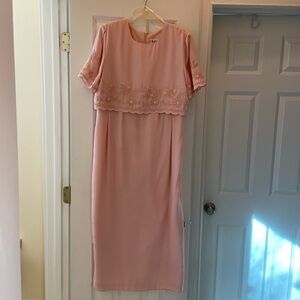 Plaza South Pink Embroidered Dress Vintage.